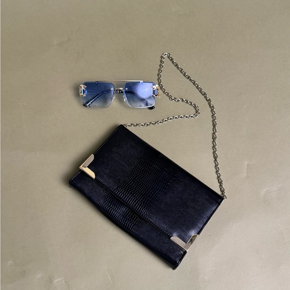 Black faux snakeskin convertible purse and clutch - Picture 1 of 4